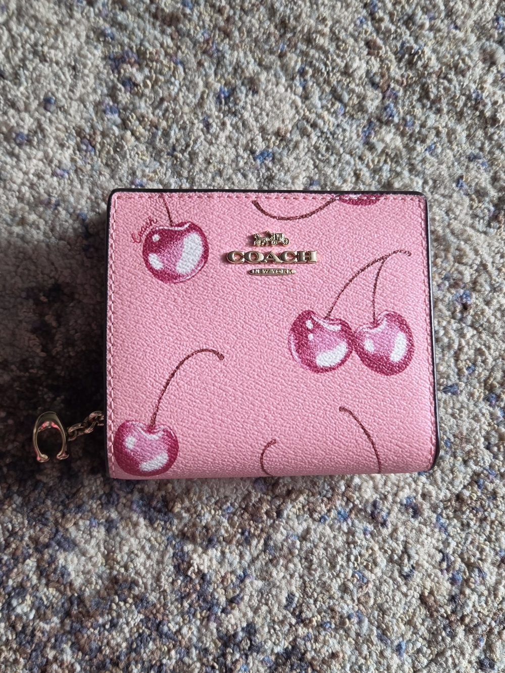 COACH Pink Cherry Leather Snap Wallet